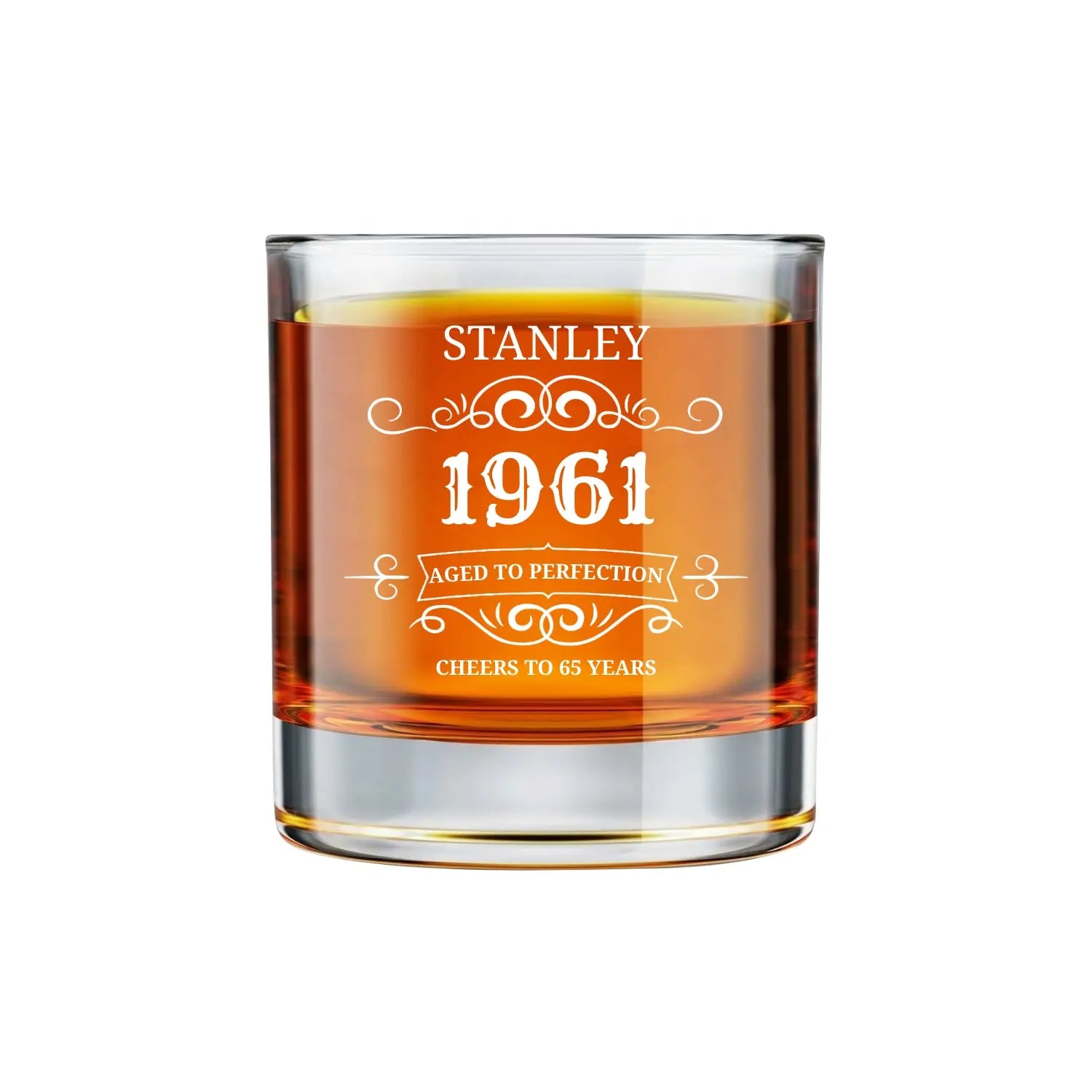Aged To Perfection - Personalized Engraved Whiskey Glass - Gift For Men, Dad, Husband, Brother - Dikila D.A