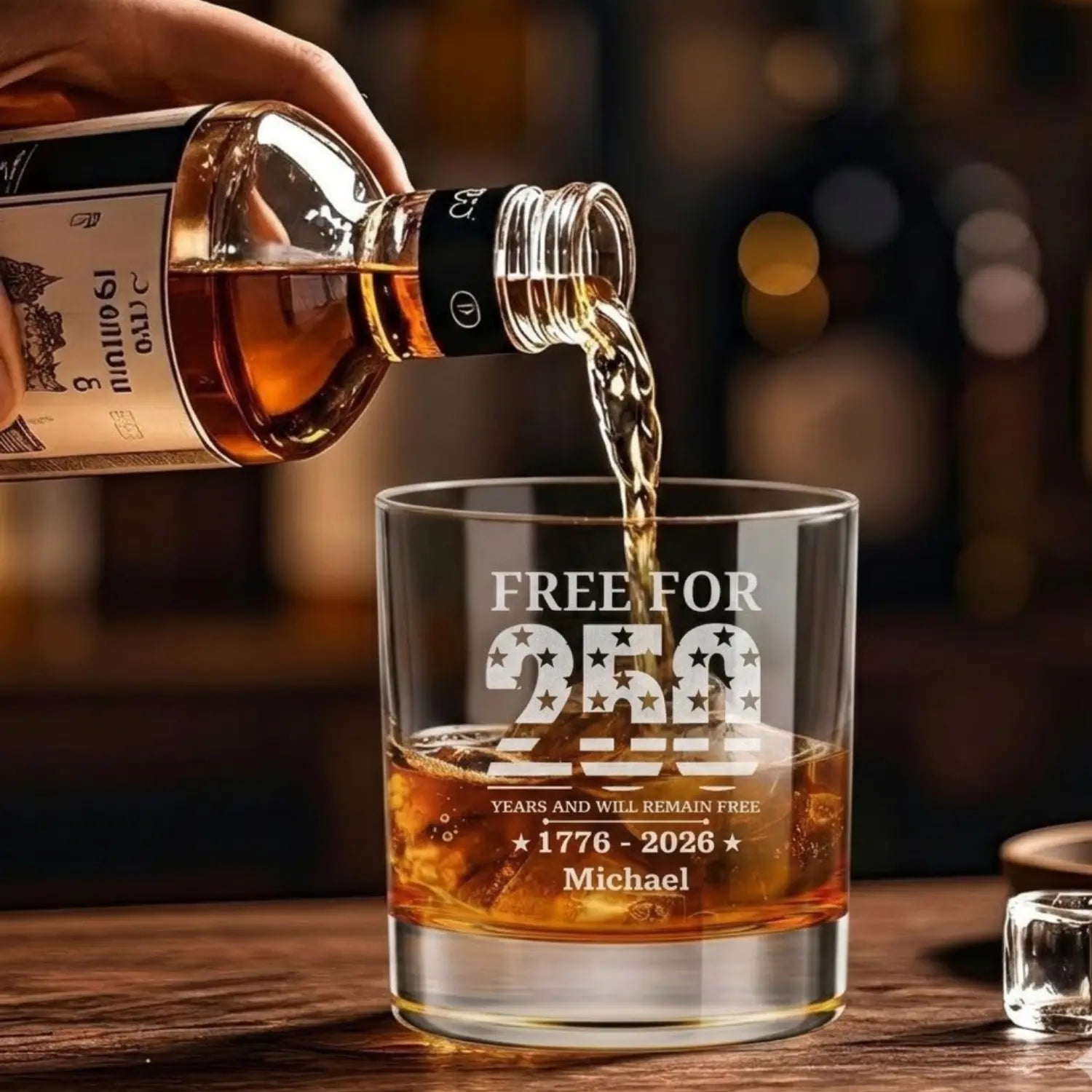 Free For 250 Years And Will Remain Free - Personalized Engraved Whiskey Glass - Gift For Men, Him, Dad, Bourbon Lovers - Dikila D.A