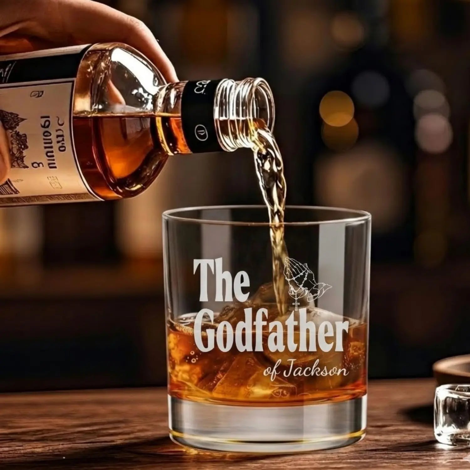 The Godfather - Personalized Engraved Whiskey Glass - Gift For Uncle, Brother, Baptism, Birthday, Fathers Day from Godchild - Dikila D.A