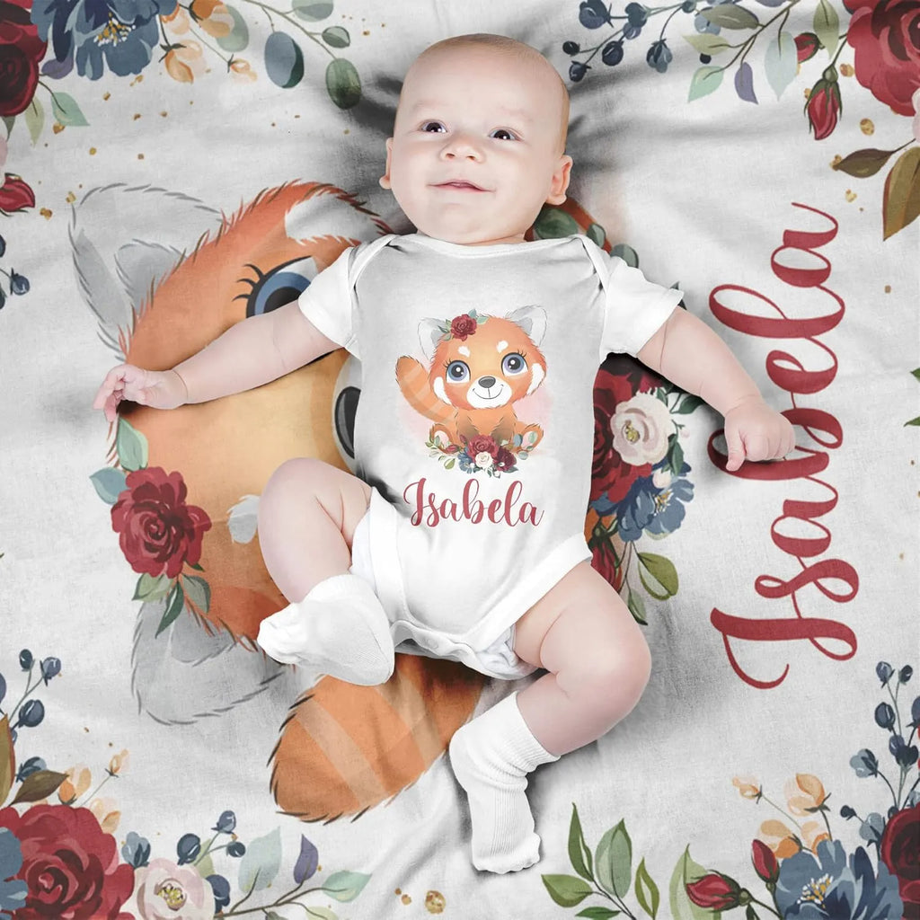 Red Panda Baby Blanket - Personalized Baby Blanket With Name - Best Gift For Baby, New Mom, Newborn - Dikila D.A