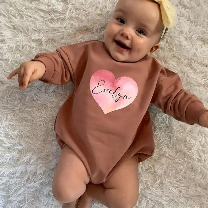Heart With Name - Personalized Baby Romper - Best Gifts For Newborn - Dikila D.A