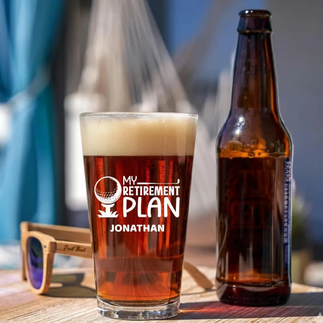 My Retirement Plan - Personalized Beer Glass - Gift For Dad, Grandpa, Boss, Office Coworker - Dikila D.A
