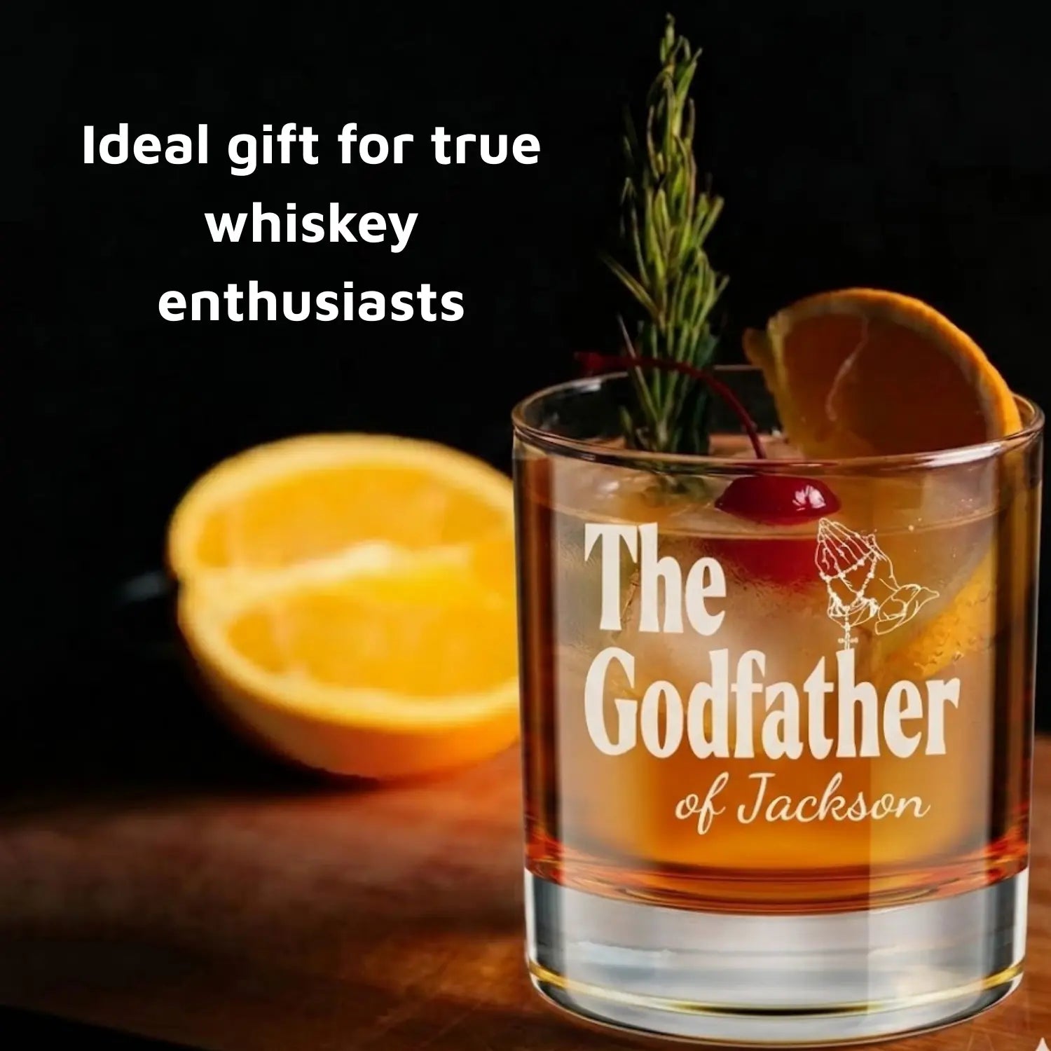 The Godfather - Personalized Engraved Whiskey Glass - Gift For Uncle, Brother, Baptism, Birthday, Fathers Day from Godchild - Dikila D.A