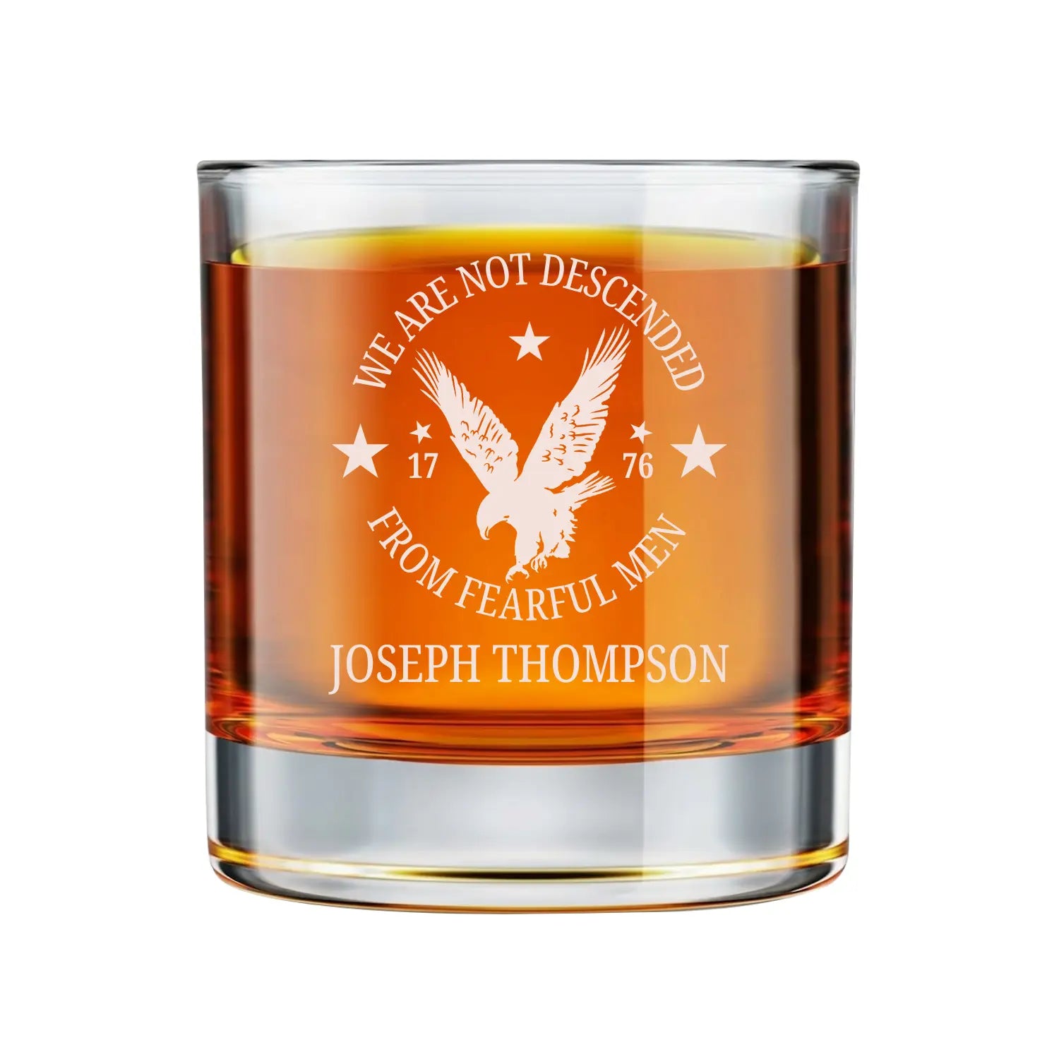 We Are Not Descended From Fearful Men - Personalized Engraved Whiskey Glass - Gifts For Men, Him, Dad, Bourbon Lovers - Dikila D.A