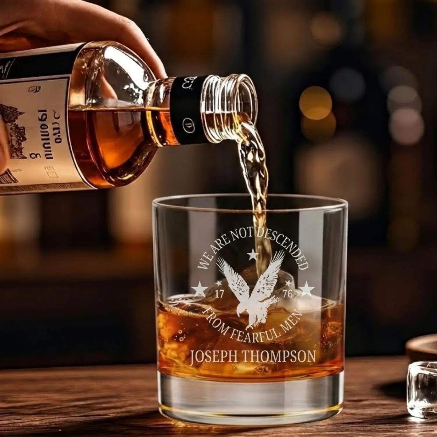 We Are Not Descended From Fearful Men - Personalized Engraved Whiskey Glass - Gifts For Men, Him, Dad, Bourbon Lovers - Dikila D.A