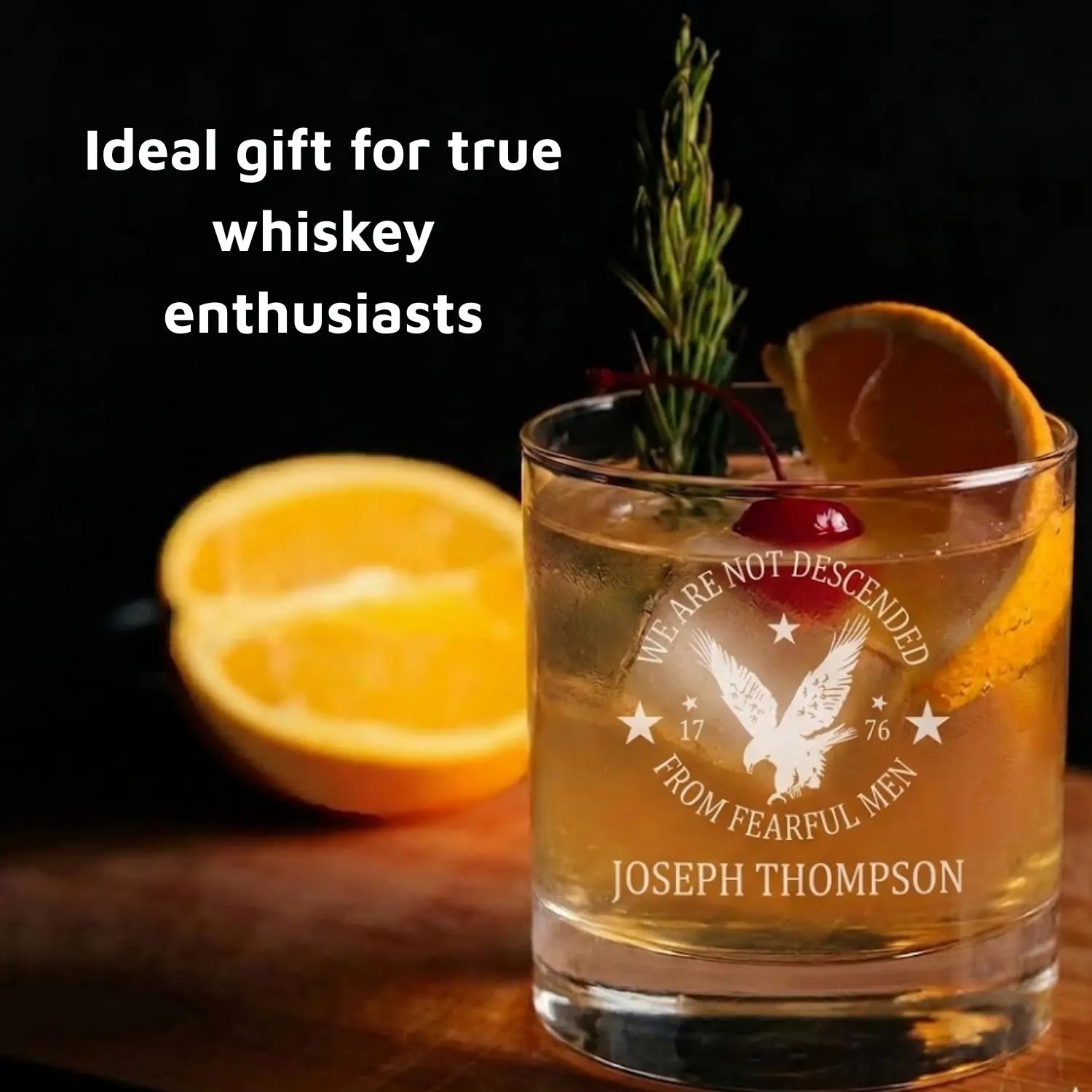 We Are Not Descended From Fearful Men - Personalized Engraved Whiskey Glass - Gifts For Men, Him, Dad, Bourbon Lovers - Dikila D.A