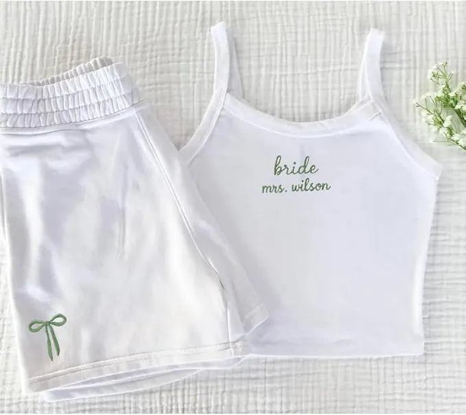 Bride Mrs. Set - Personalized Tank Top and Shorts - Wedding Gift For Bride - Dikila D.A