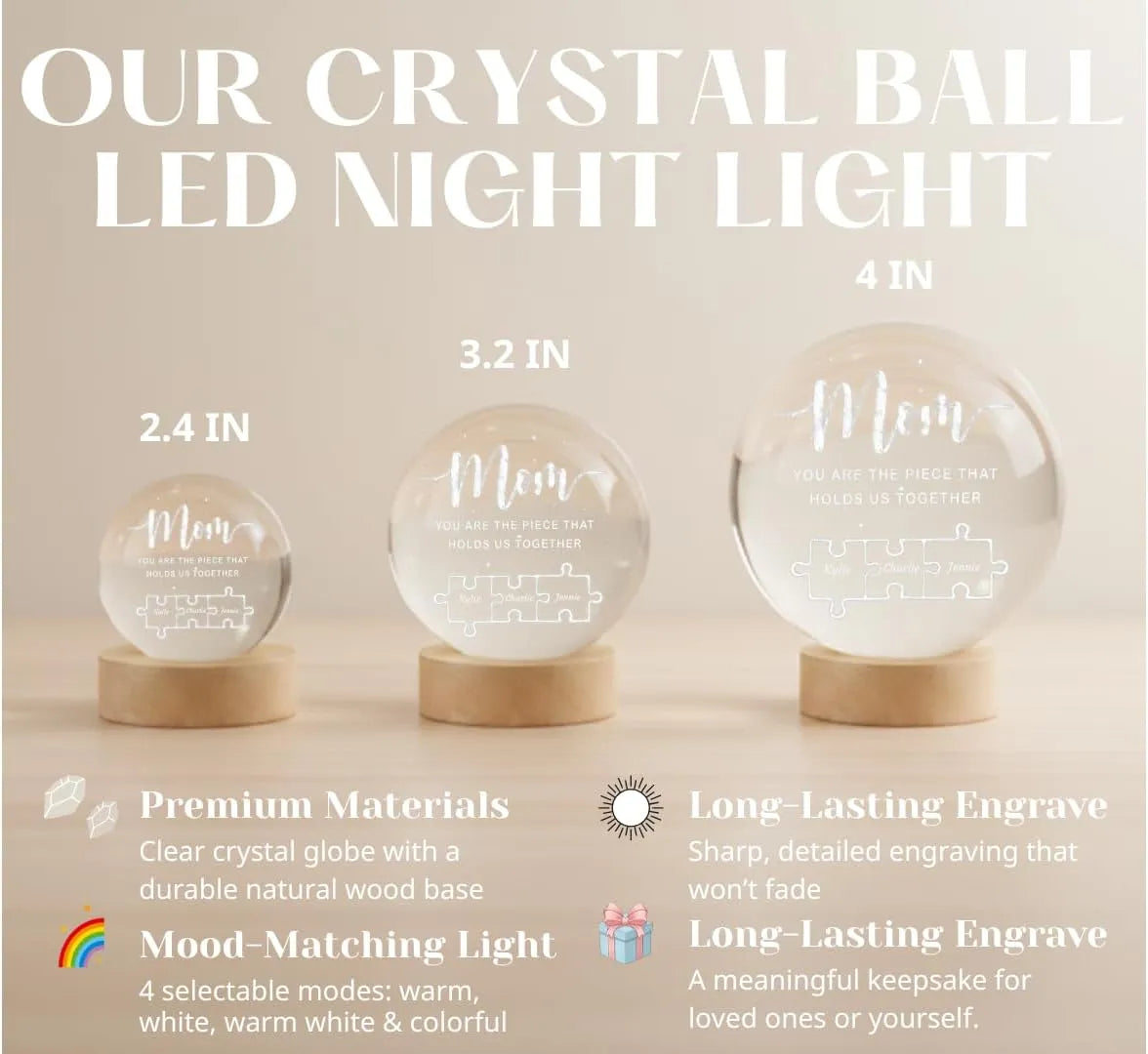 Mom You are The Piece That Holds Us Together - Custom Engraved Personalized Night Light Gift - Dikila D.A