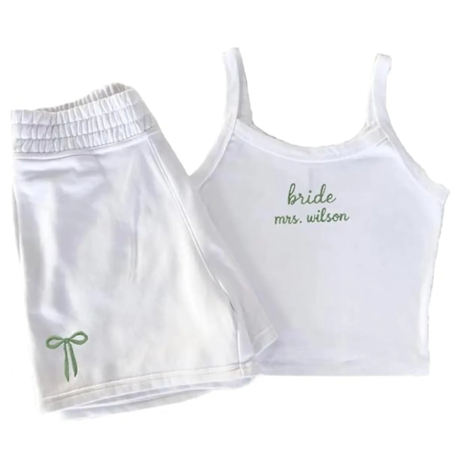 Bride Mrs. Set - Personalized Tank Top and Shorts - Wedding Gift For Bride - Dikila D.A