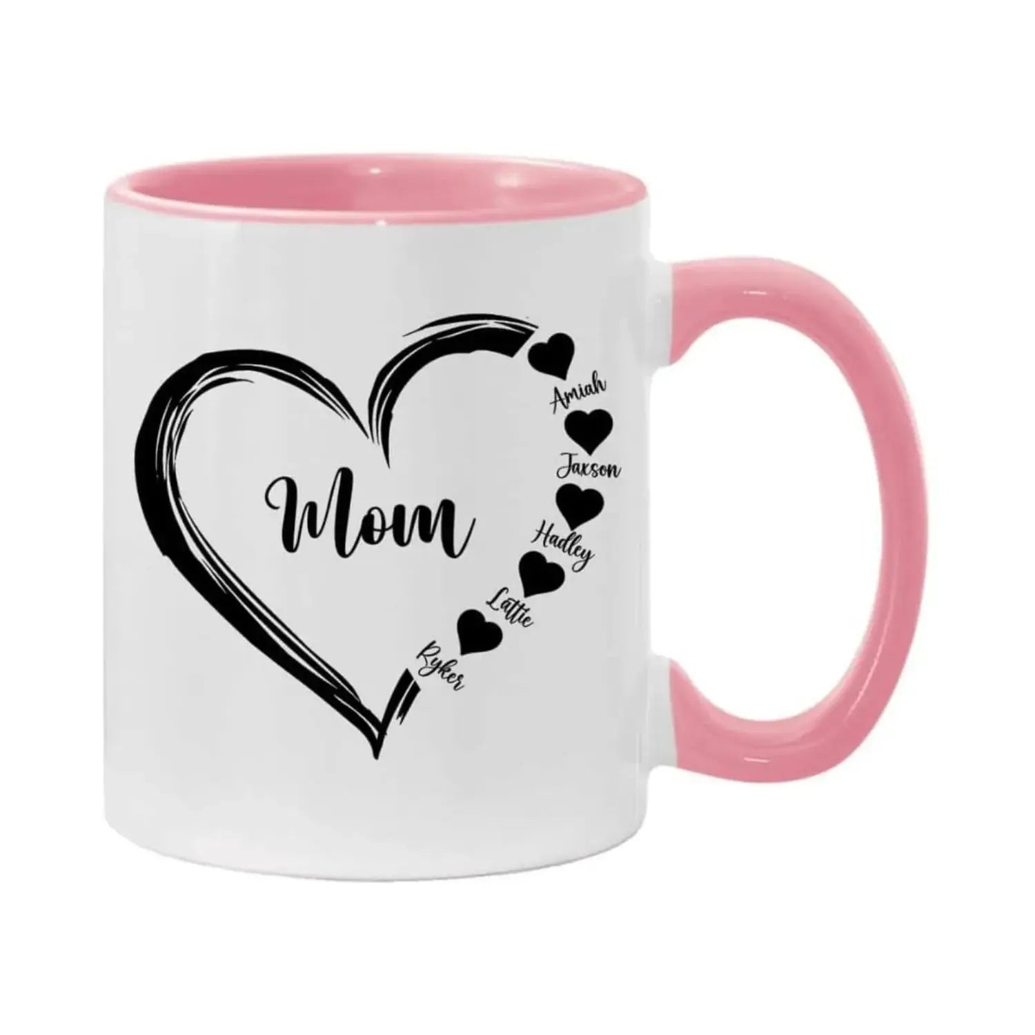 Mom With Heart With Kids Name - Personalized Mug - Birthday, Christmas Gift For Mother - Dikila D.A