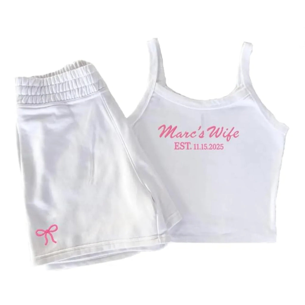 The Groom's Wife - Personalized Tank Top and Shorts - Wedding Gift Set For Women - Dikila D.A