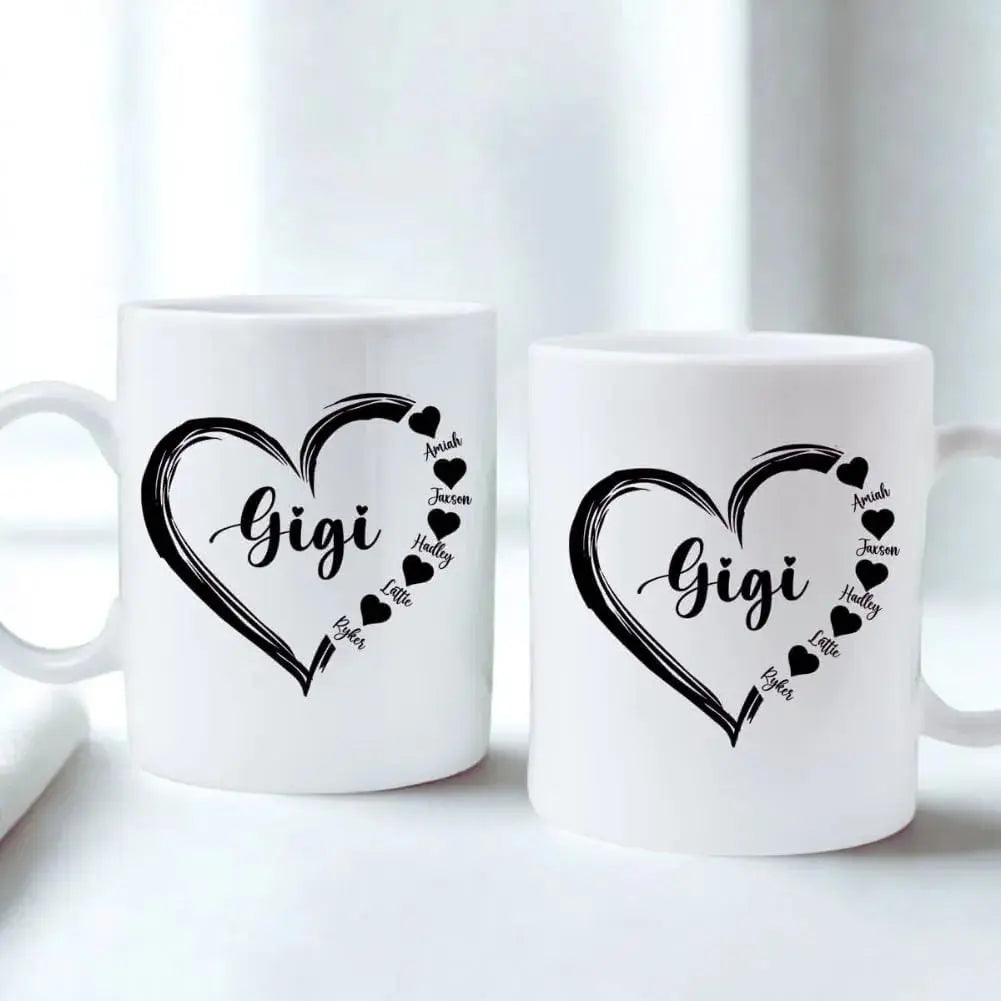 Mom With Heart With Kids Name - Personalized Mug - Birthday, Christmas Gift For Mother - Dikila D.A