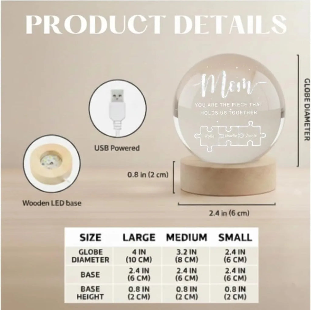 Mom You are The Piece That Holds Us Together - Custom Engraved Personalized Night Light Gift - Dikila D.A
