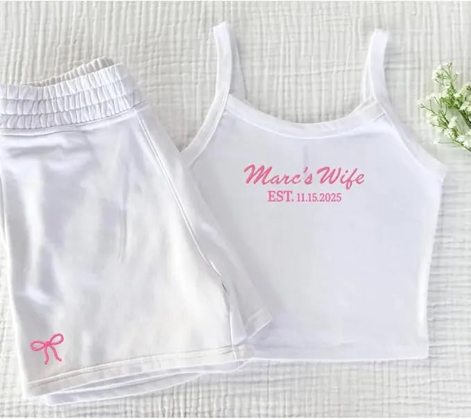 The Groom's Wife - Personalized Tank Top and Shorts - Wedding Gift Set For Women - Dikila D.A