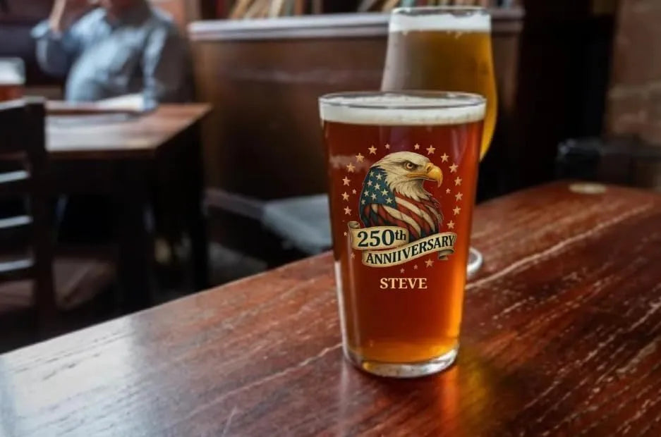 250th Anniversary Beer Glass - Personalized Semiquincentennial Gift For Men, Dad - Dikila D.A