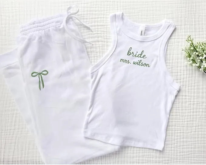 Bride Mrs. Set - Personalized Tank Top and Shorts - Wedding Gift For Bride - Dikila D.A