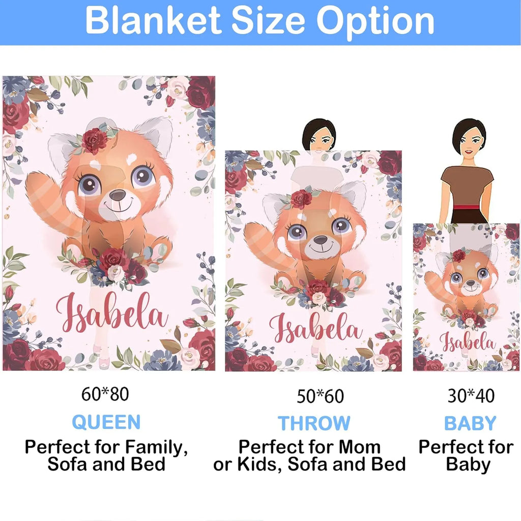 Red Panda Baby Blanket - Personalized Baby Blanket With Name - Best Gift For Baby, New Mom, Newborn - Dikila D.A