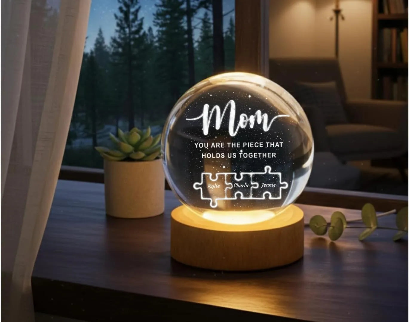 Mom You are The Piece That Holds Us Together - Custom Engraved Personalized Night Light Gift - Dikila D.A