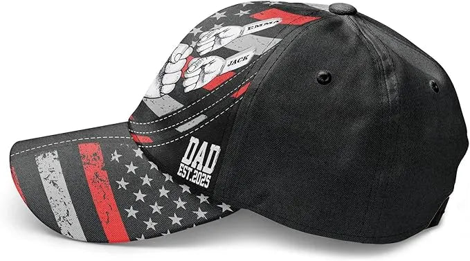 Fist Bump Dad With Kid Names - Personalized Baseball Cap - Gift For Daddy, Grandpa, Best Dad Ever - Dikila D.A