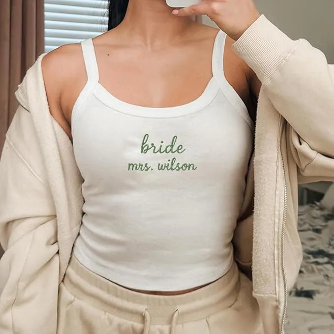 Bride Mrs. Set - Personalized Tank Top and Shorts - Wedding Gift For Bride - Dikila D.A