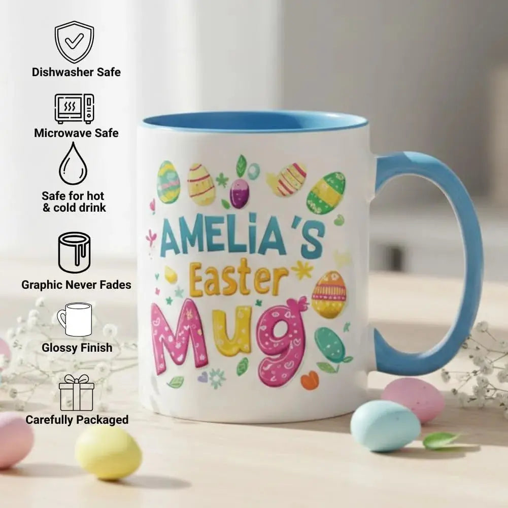 Colorful Easter With Bunny & Egg - Personalized Coffee Mug - Gift For Kids And Loved Ones - Dikila D.A