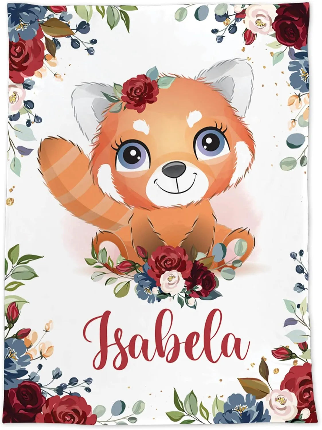 Red Panda Baby Blanket - Personalized Baby Blanket With Name - Best Gift For Baby, New Mom, Newborn - Dikila D.A