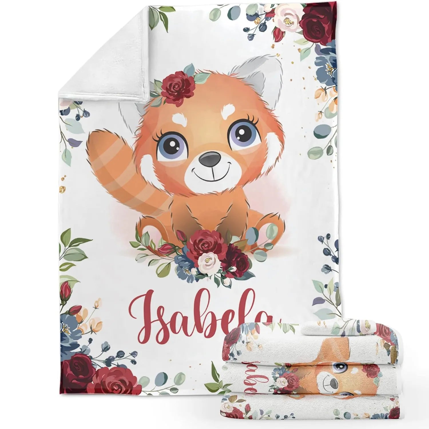 Red Panda Baby Blanket - Personalized Baby Blanket With Name - Best Gift For Baby, New Mom, Newborn - Dikila D.A