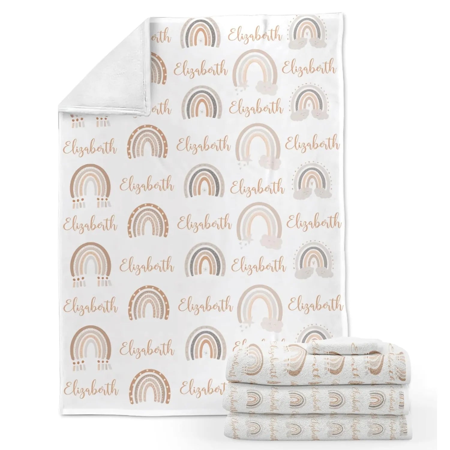 Boho Rainbow Baby Blanket - Personalized Baby Blankets With Name - Best Gift For Baby, New Mom, Newborn - Dikila D.A