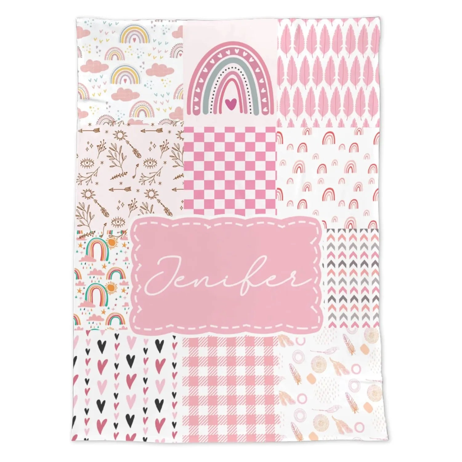 Boho Rainbow Baby Blanket - Personalized Baby Blankets With Name - Best Gift For Baby - Dikila D.A