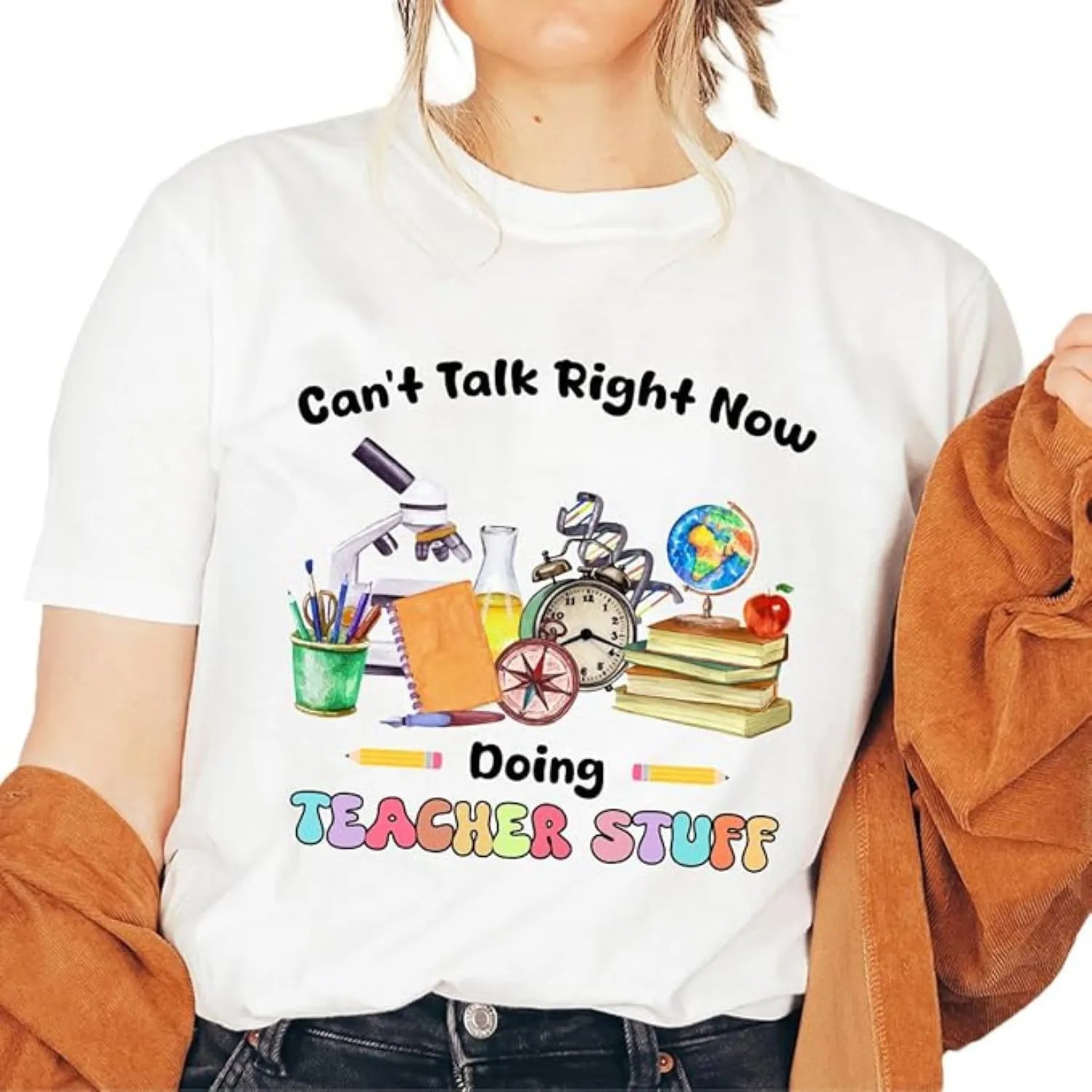 Can't Talk Right Now Doing Teacher Stuff - Personalized Teacher T-Shirt - Dikila D.A