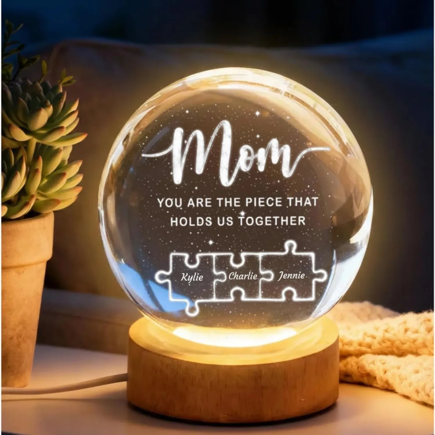 Mom You are The Piece That Holds Us Together - Custom Engraved Personalized Night Light Gift - Dikila D.A